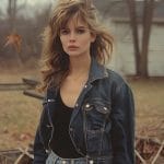 Woman in denim jacket outdoors