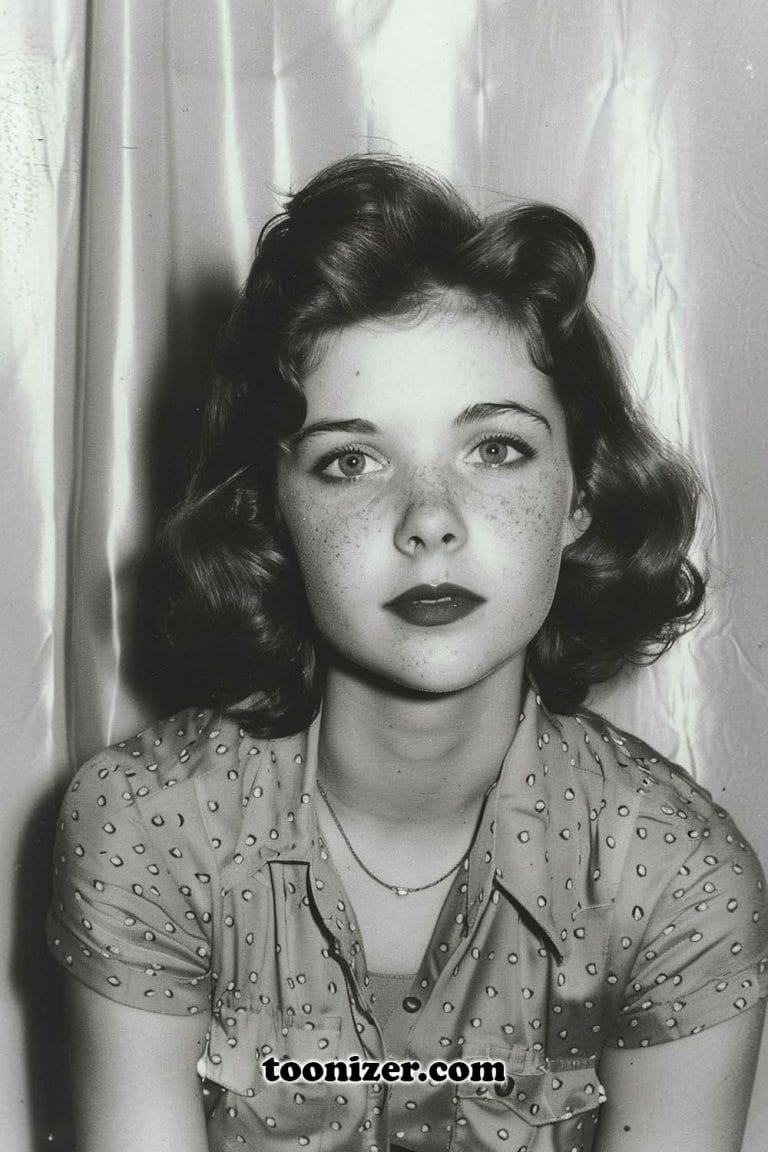 Vintage photo of a woman with freckles.
