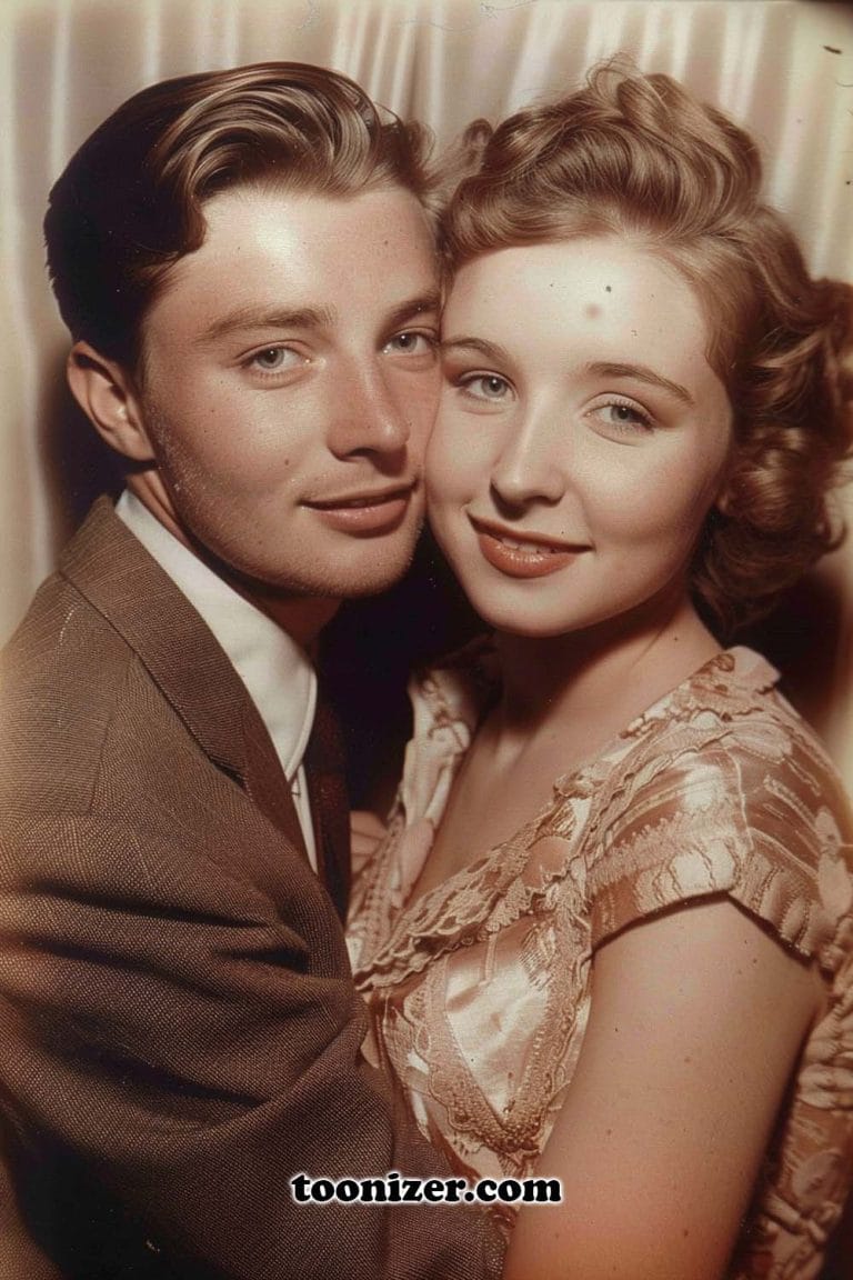 Vintage couple embracing in elegant clothing