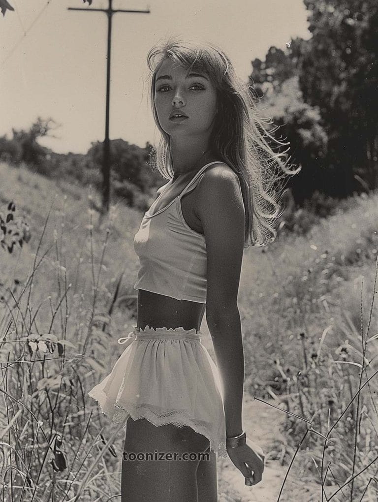 Black and white photo of woman in nature.