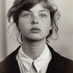 Vintage portrait of a young person with freckles.