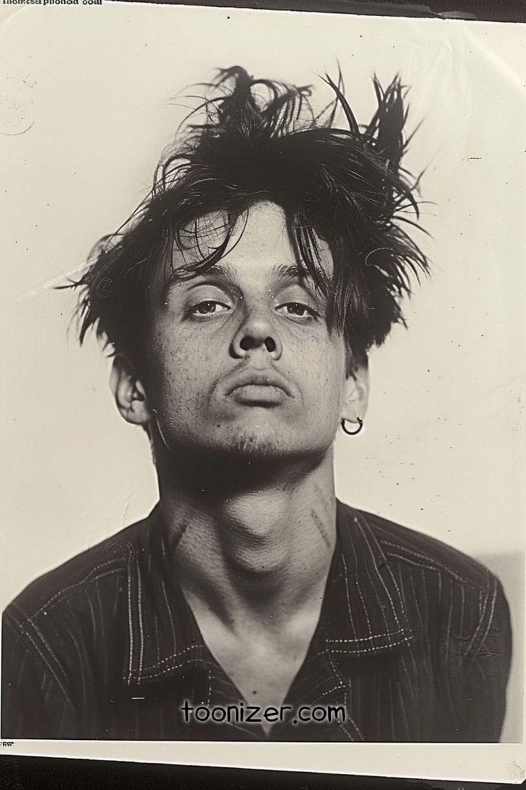 Person with wild hair, looking directly at camera.