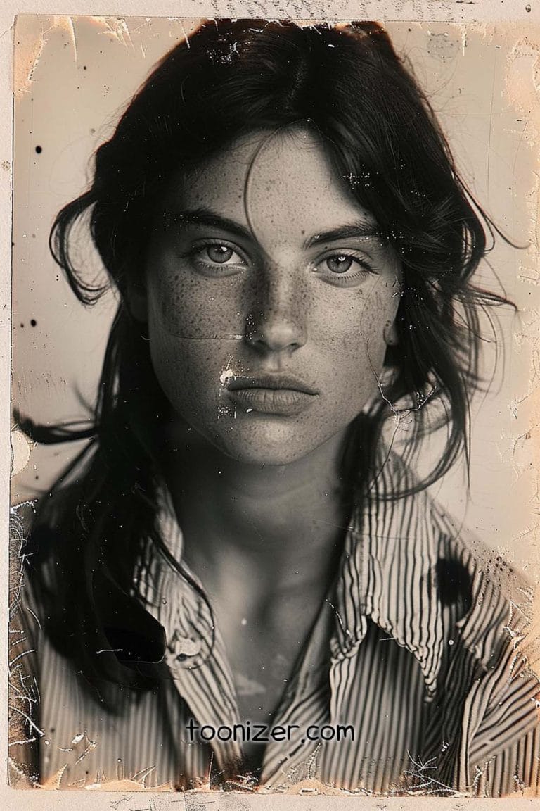 Vintage portrait of a woman with freckles.