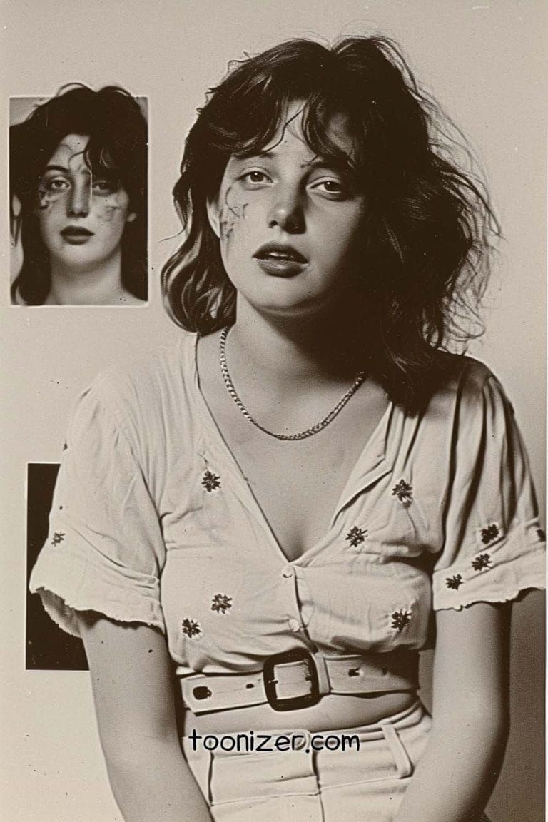 Woman with artistic facial marks, vintage style