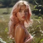 Woman with pink hair outdoors