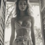 Woman posing in floral shorts and top