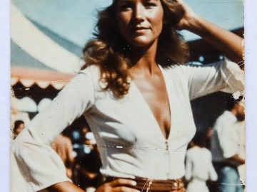 Vintage 1969 photo of woman at fair