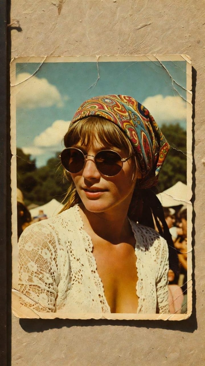 Woman wearing sunglasses and colorful headscarf outdoors
