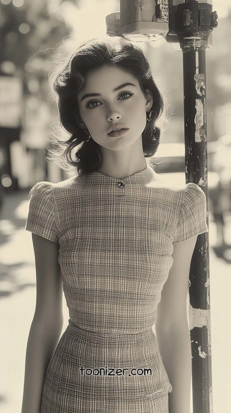 Vintage-style portrait of woman outdoors
