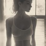 Silhouette of woman in sunlight.