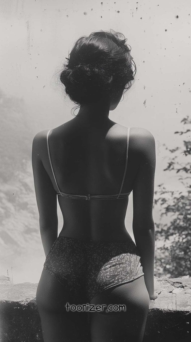 Woman in swimsuit, back to camera