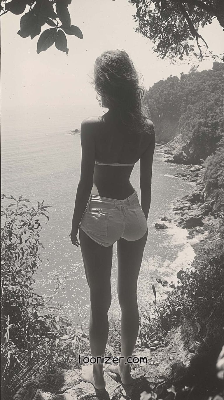 Silhouette of person overlooking ocean cliffs.