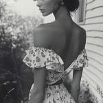 Woman in floral dress outdoors