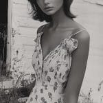 Woman in floral dress outdoors