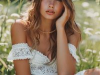 Vintage bridal photoshoot with floral theme and lace