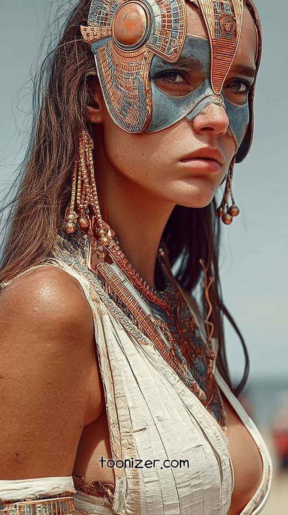 Woman in detailed headpiece and jewelry