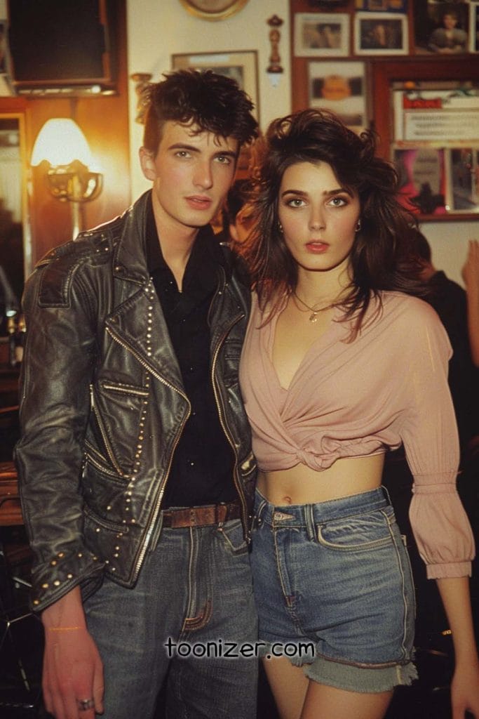 Stylish young couple in vintage fashion