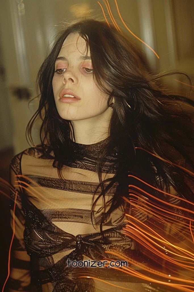 Woman with long hair, artistic lighting effect