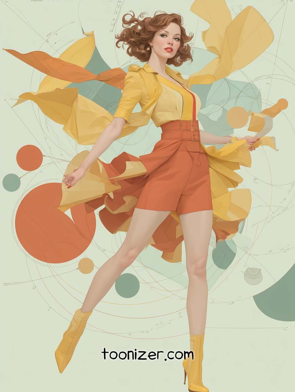 Stylish woman in colorful fashion illustration