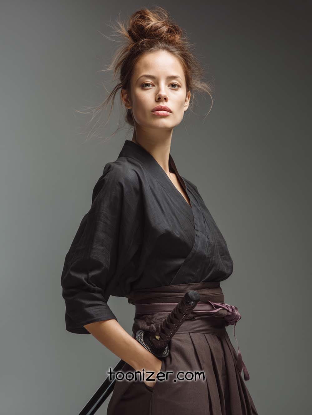 Woman in kimono with a sword