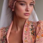 Woman in floral outfit wearing reflective ski goggles