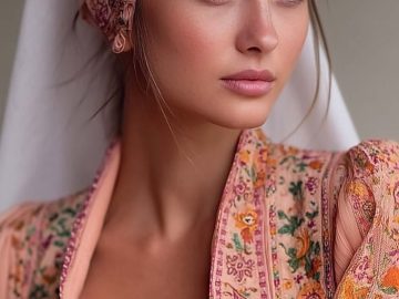 Woman in floral outfit wearing reflective ski goggles