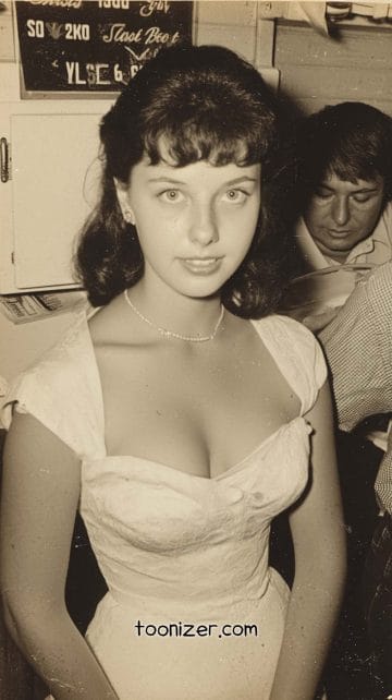 Vintage portrait of woman in white dress.