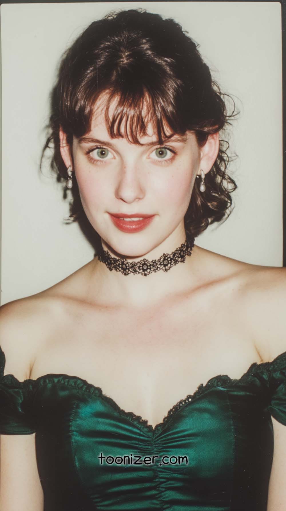 Woman in vintage outfit with lace choker