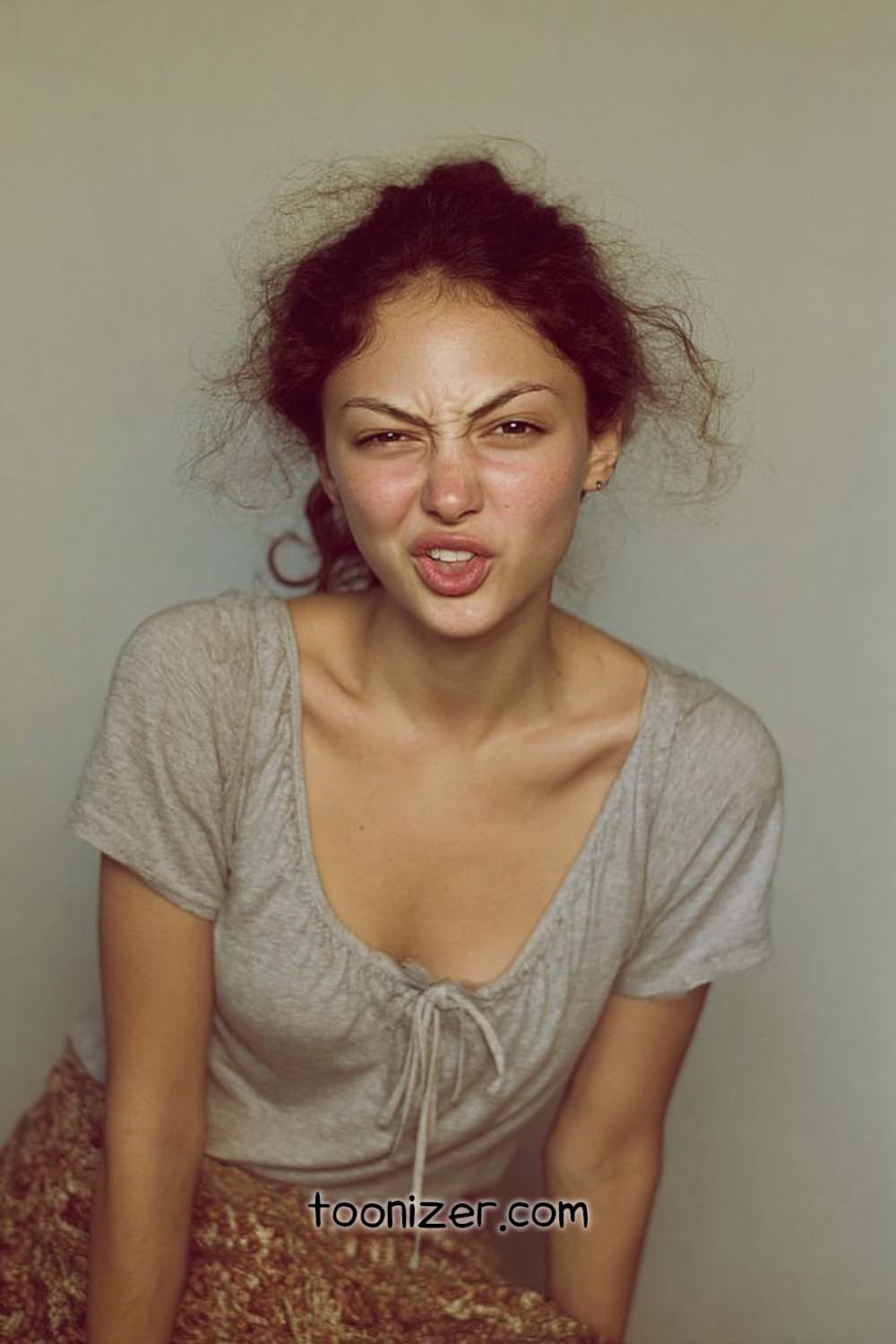 Woman making playful face in casual outfit
