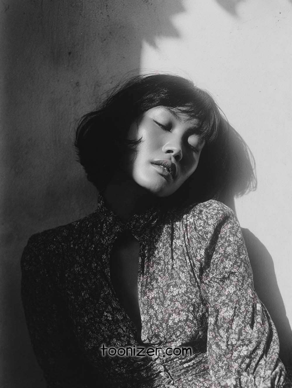 Woman in shadow with floral dress