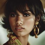 Portrait of woman with short black hair.