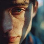 Close-up of a person's face in shadow.