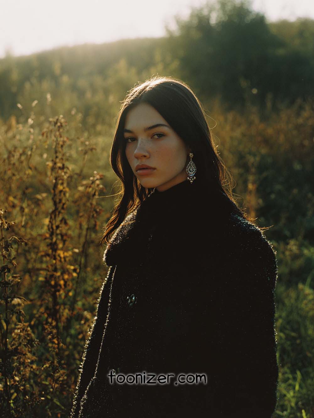 Woman in nature during golden hour
