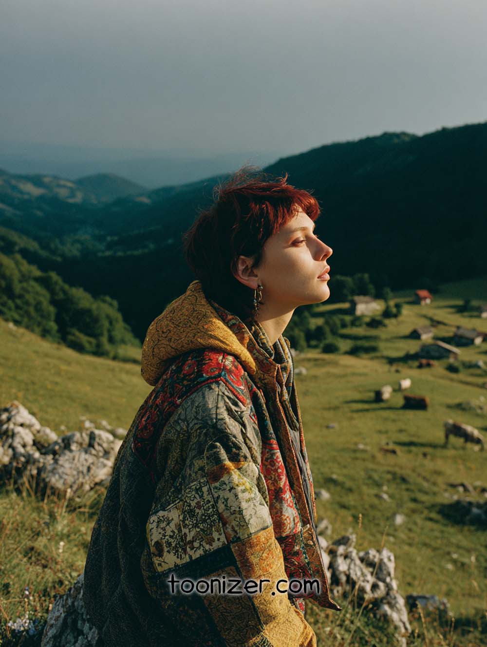 Person outdoors enjoying scenic mountain view