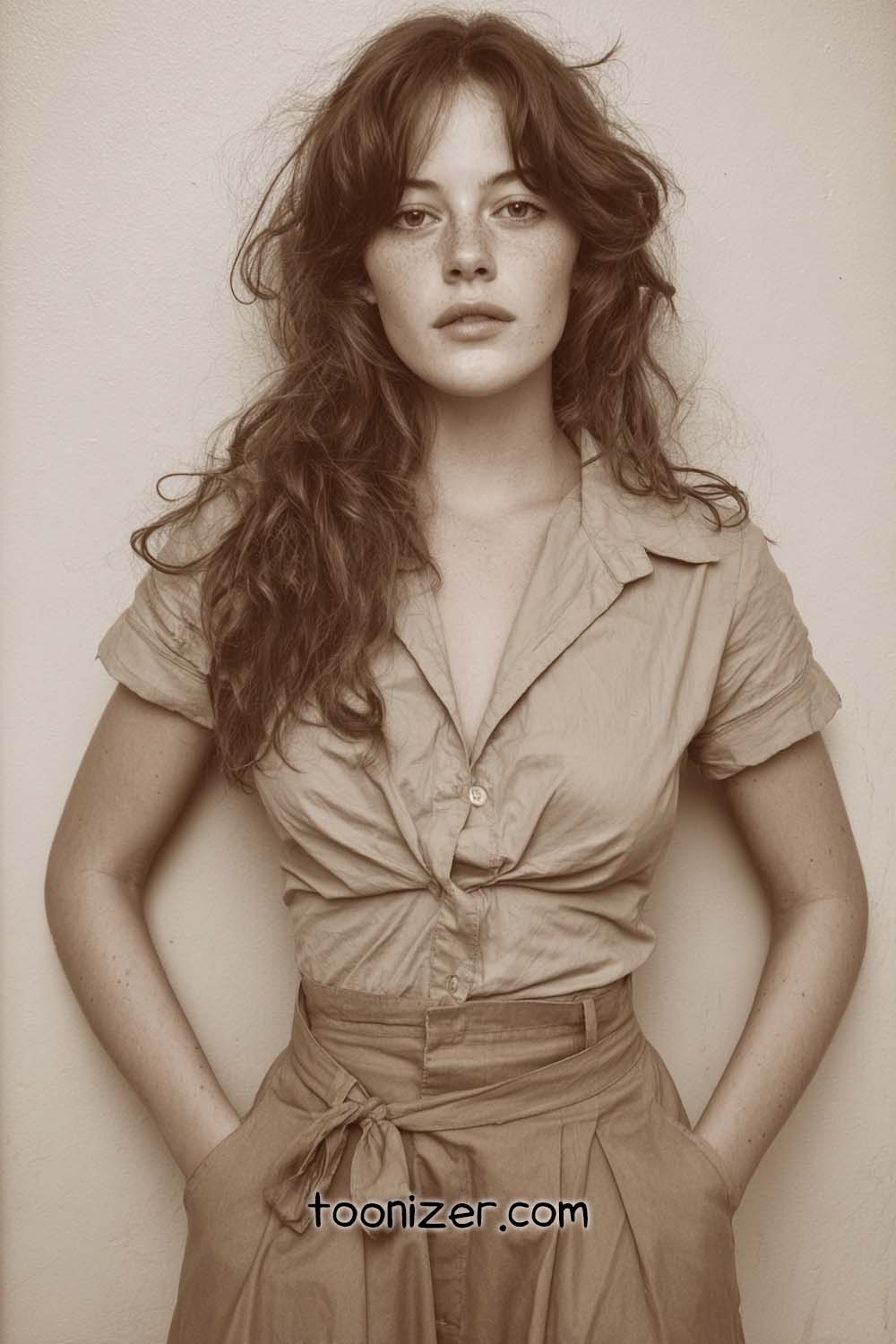 Woman in vintage sepia-toned portrait