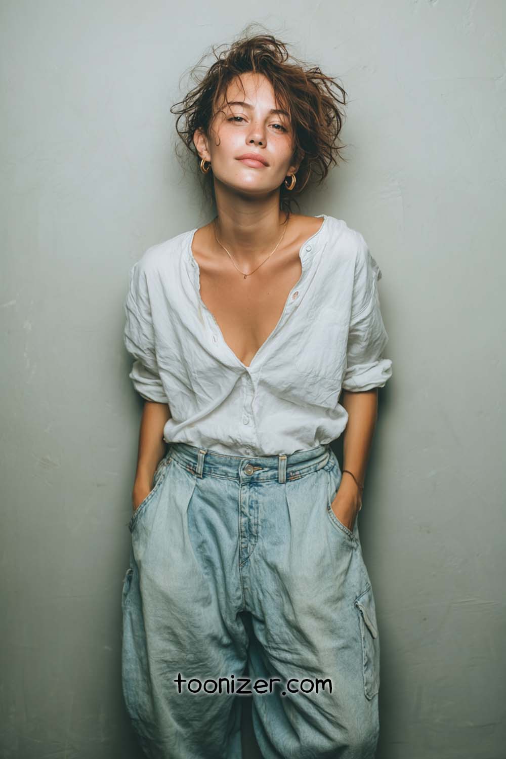 Person wearing casual white shirt and jeans