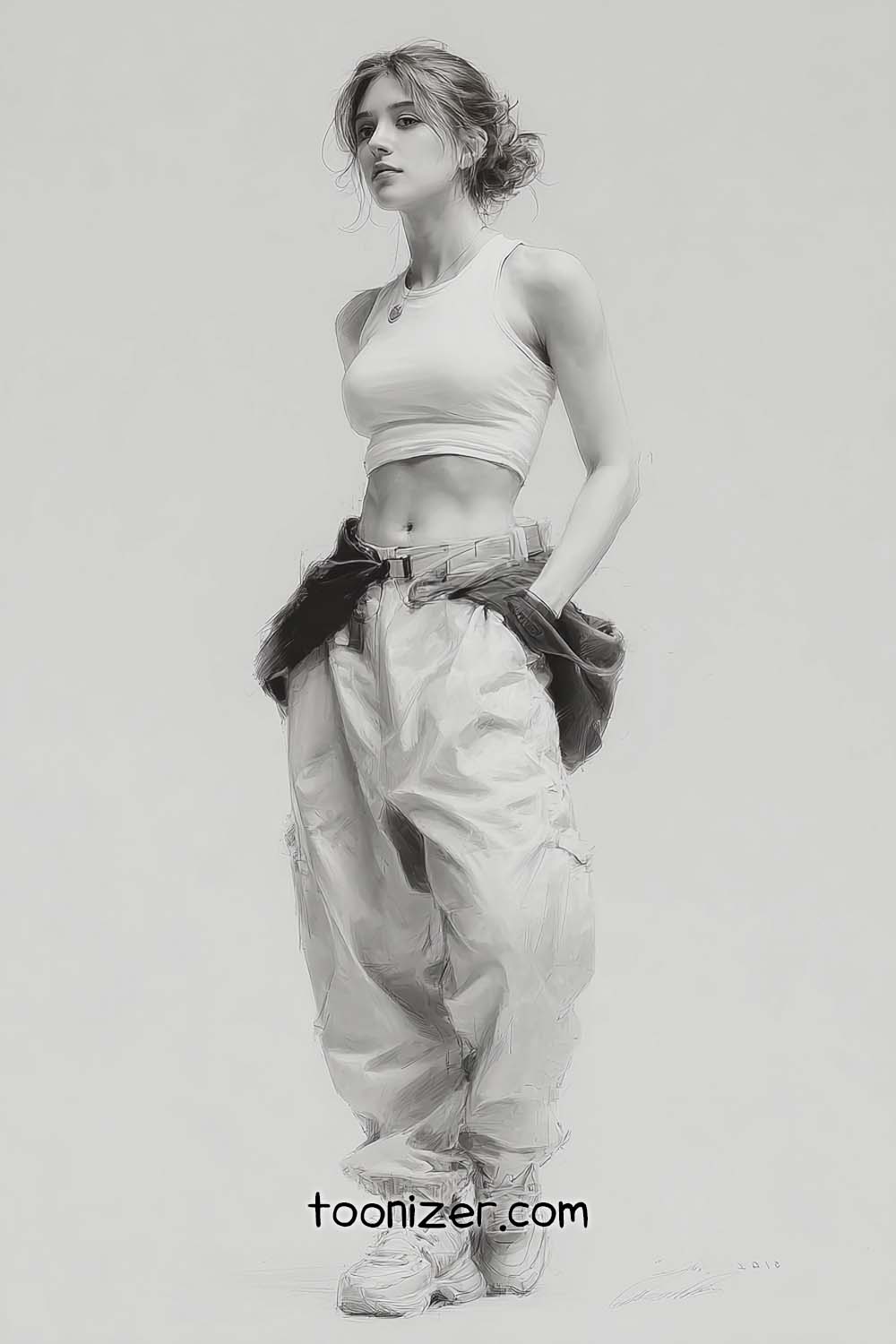 Digital art of woman in casual attire