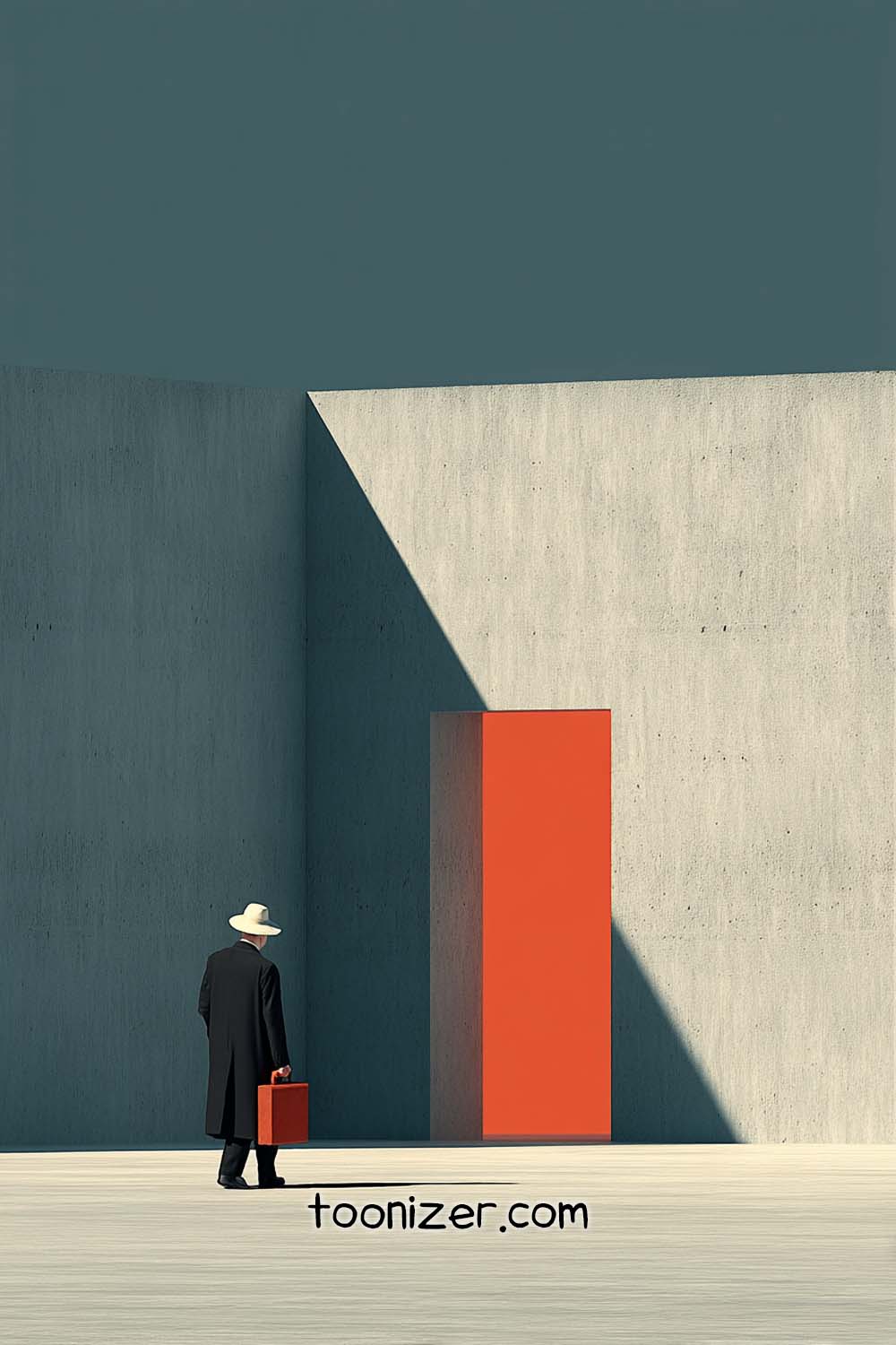 Man with briefcase, abstract architecture background.