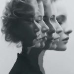 Artistic profile portraits of a woman overlapping
