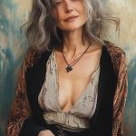 Woman with gray wavy hair, neutral expression portrait.