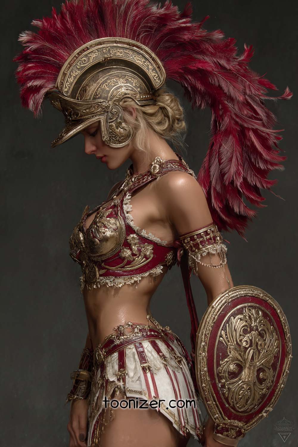 Warrior in ornate armor and helmet