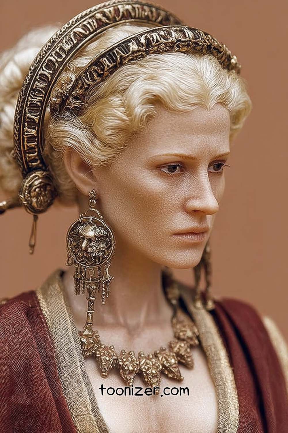 Statue of a woman in ancient Roman attire.