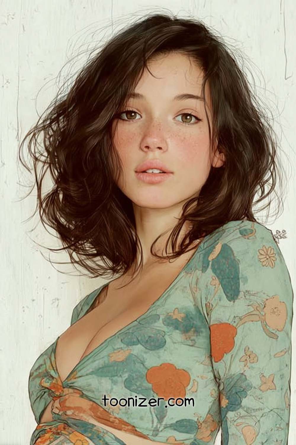 Illustration of woman with floral dress