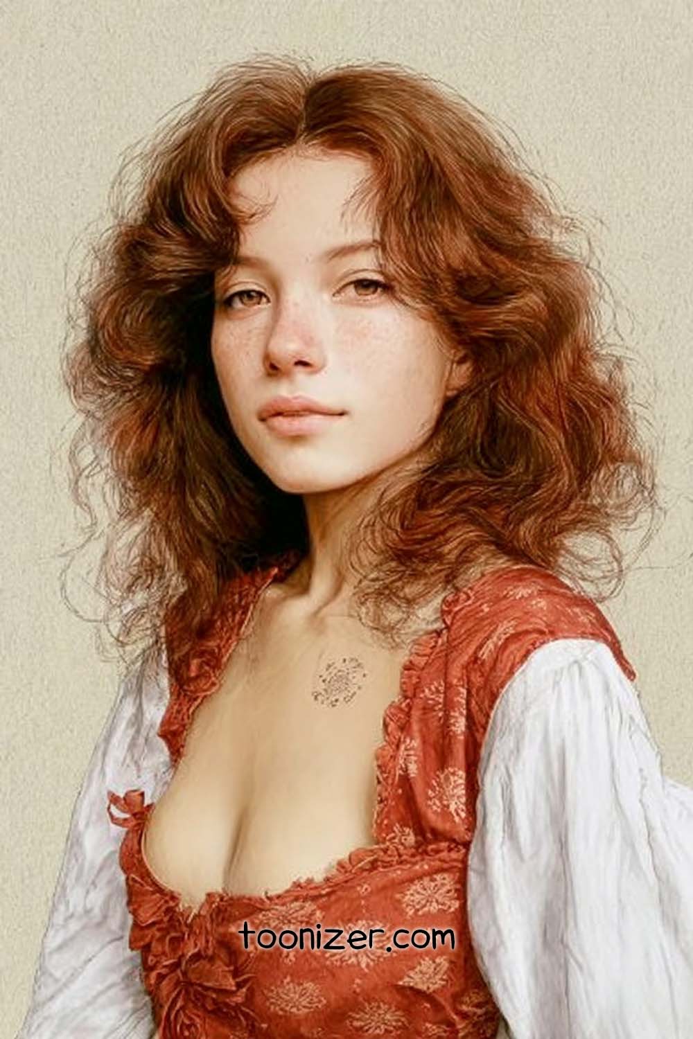 Artistic portrait of woman with curly hair