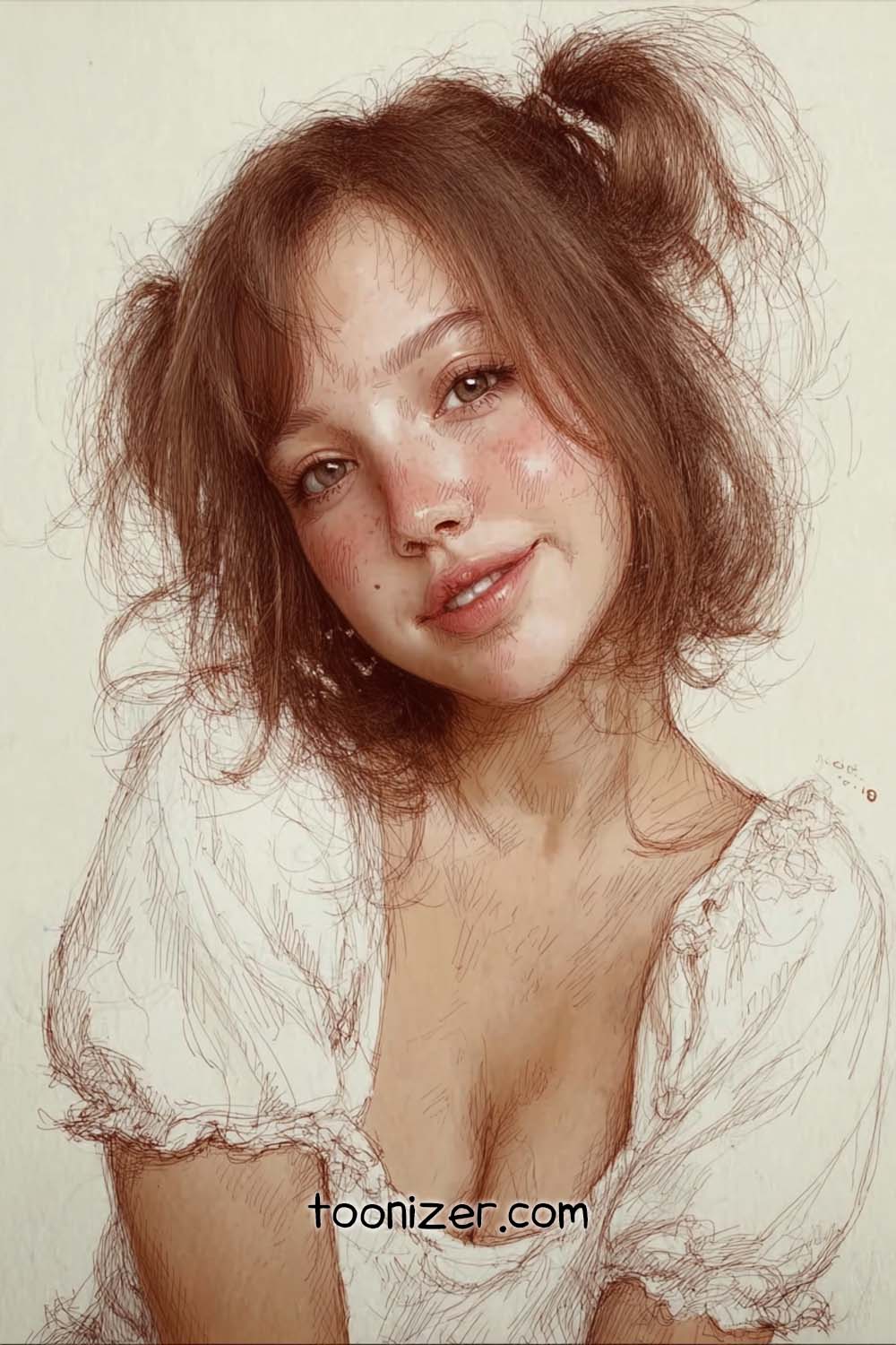 Illustration of a young woman smiling.