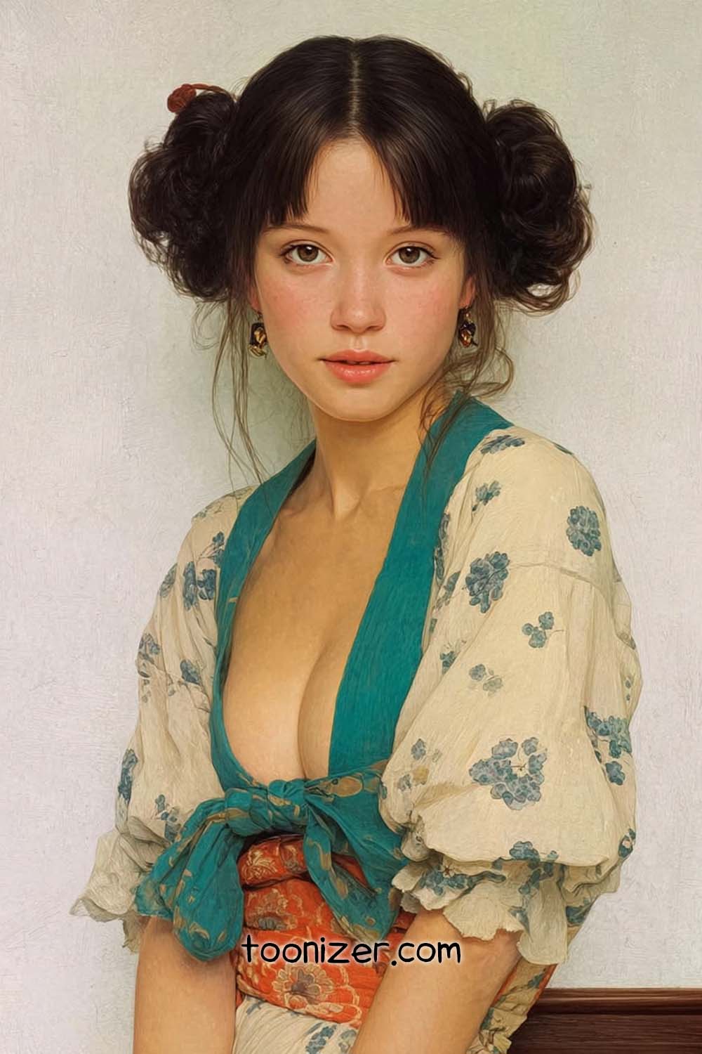 Portrait of woman in floral attire