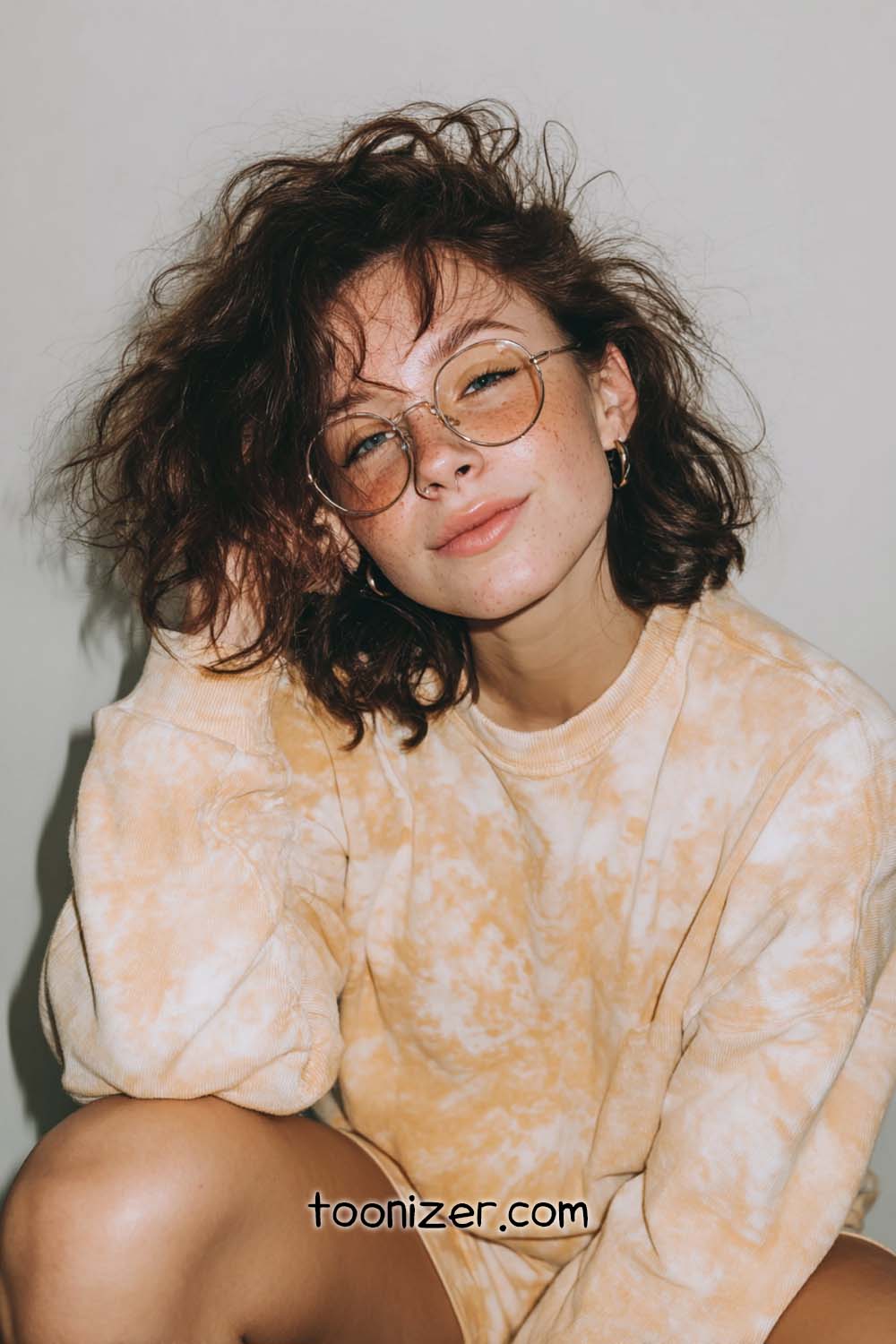 Person smiling in tie-dye shirt and glasses.