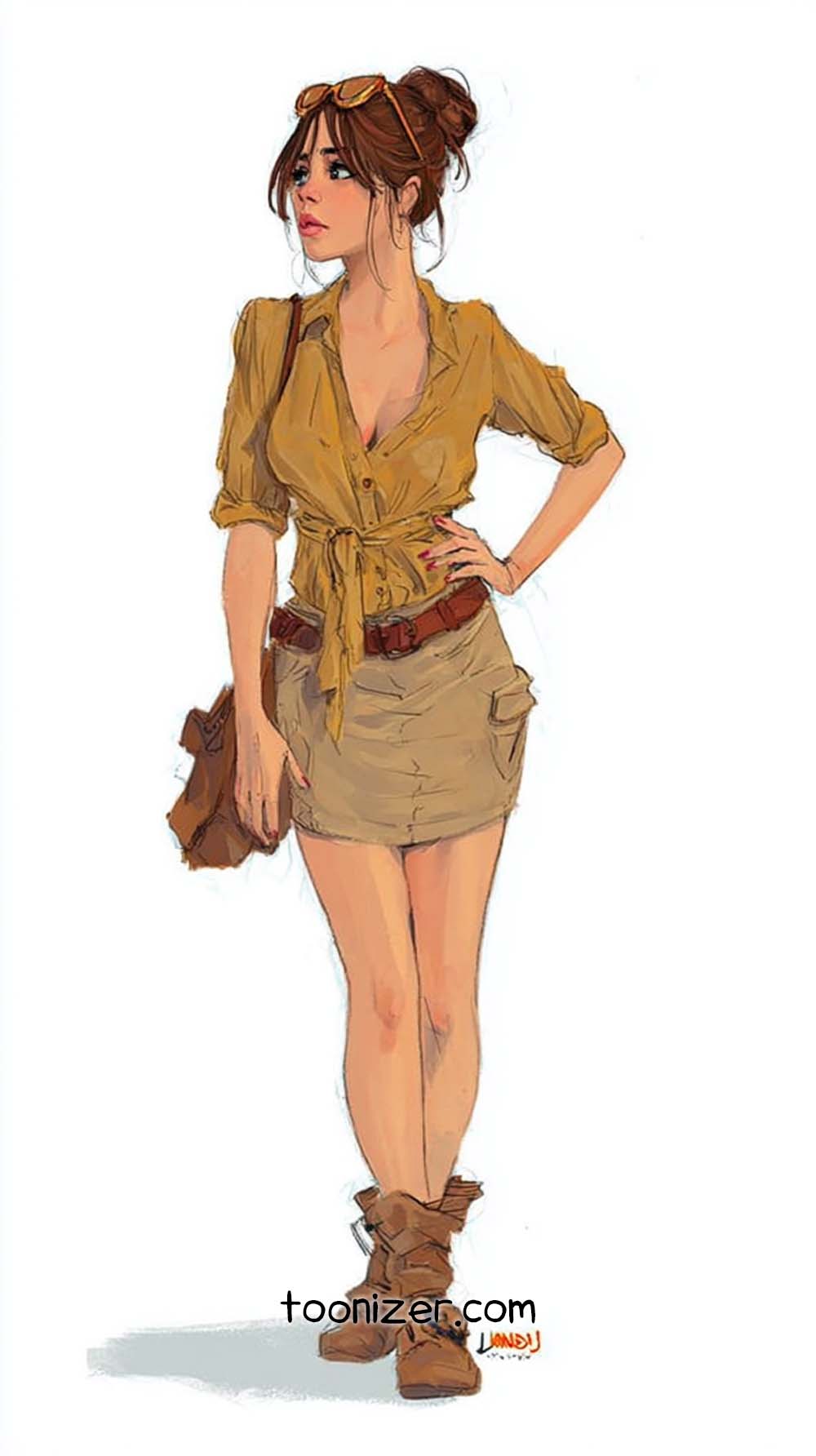 Stylish woman in casual clothing illustration.
