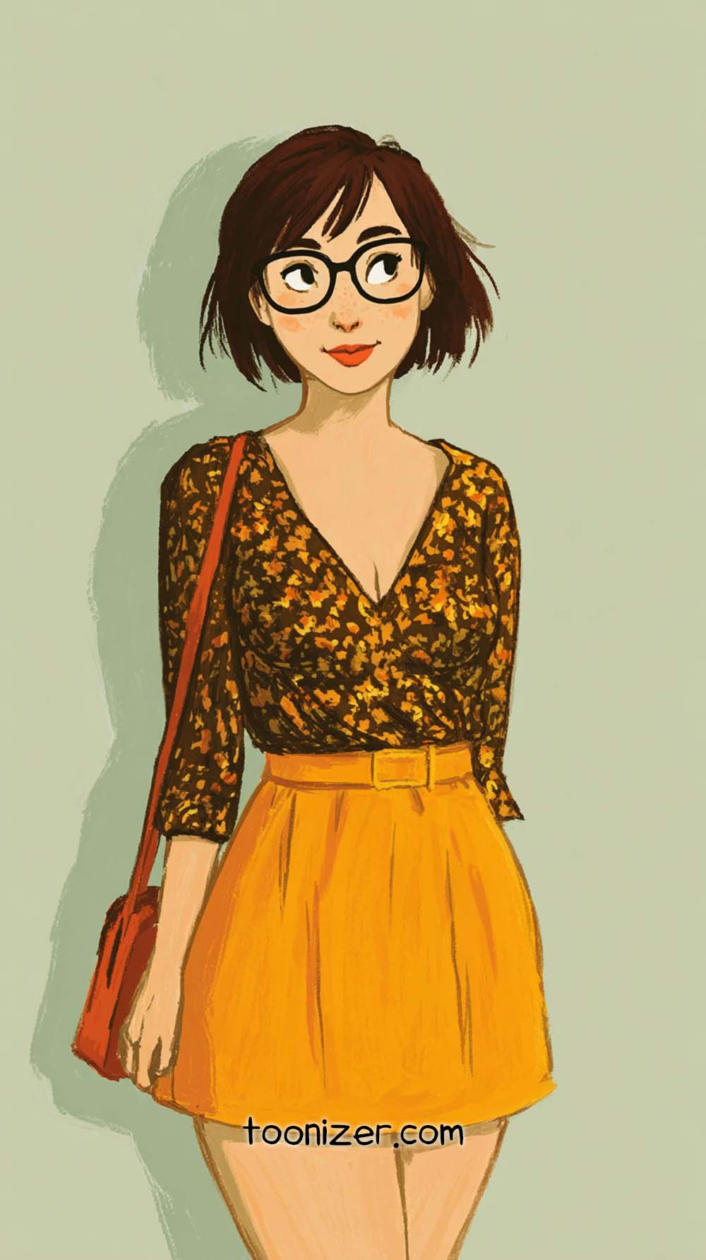 Illustration of woman with glasses and floral top