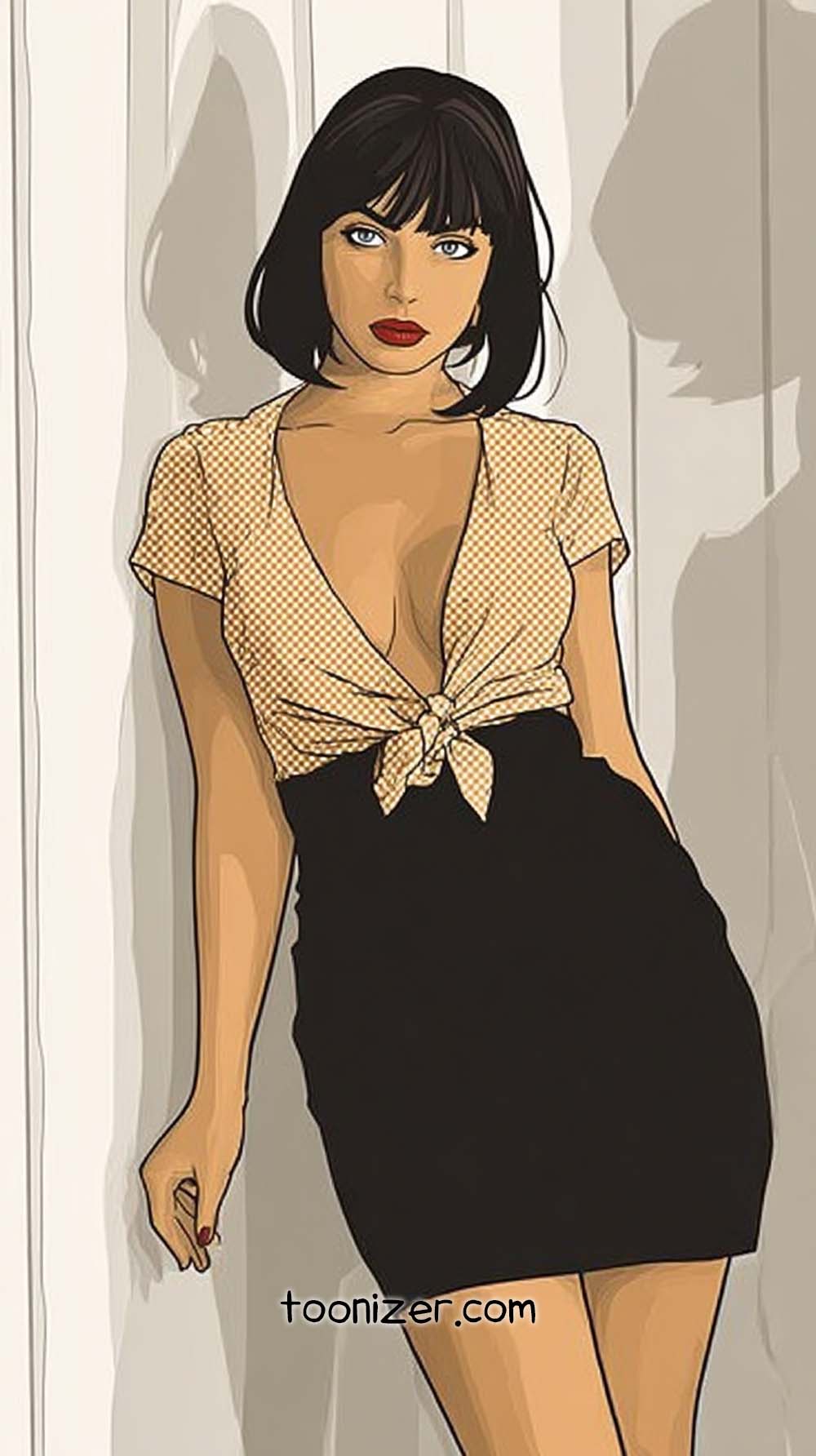 Illustrated woman in stylish outfit